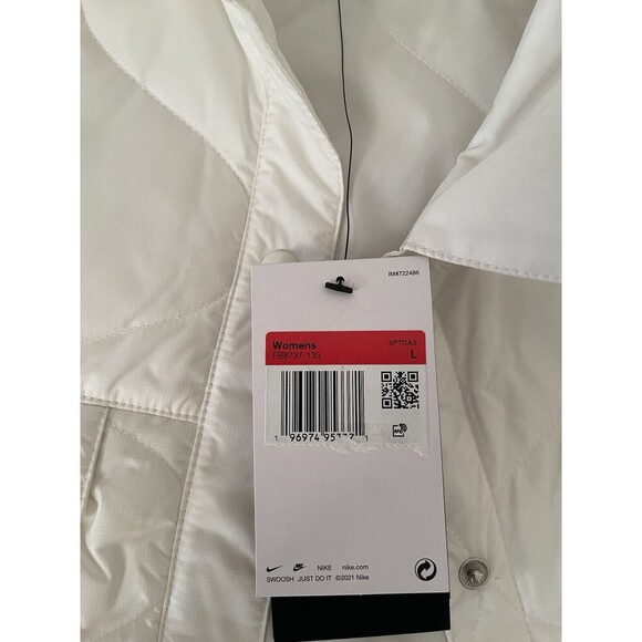 Nike Womens Sportswear Essential Vest White NWT Sz Large Snap FB8737-133 $90 - Picture 12 of 13
